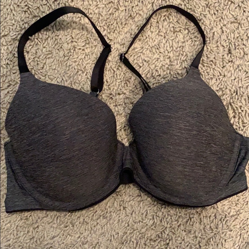 New AERIE T-shirt bra 36C grey/black